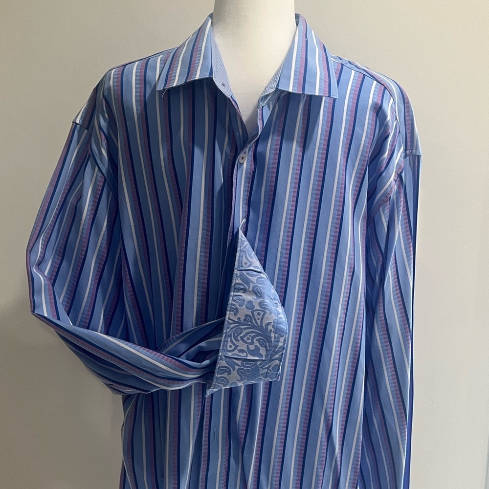 Robert Graham 2XL XXL Button Down Shirt Long Sleeve Collared Striped